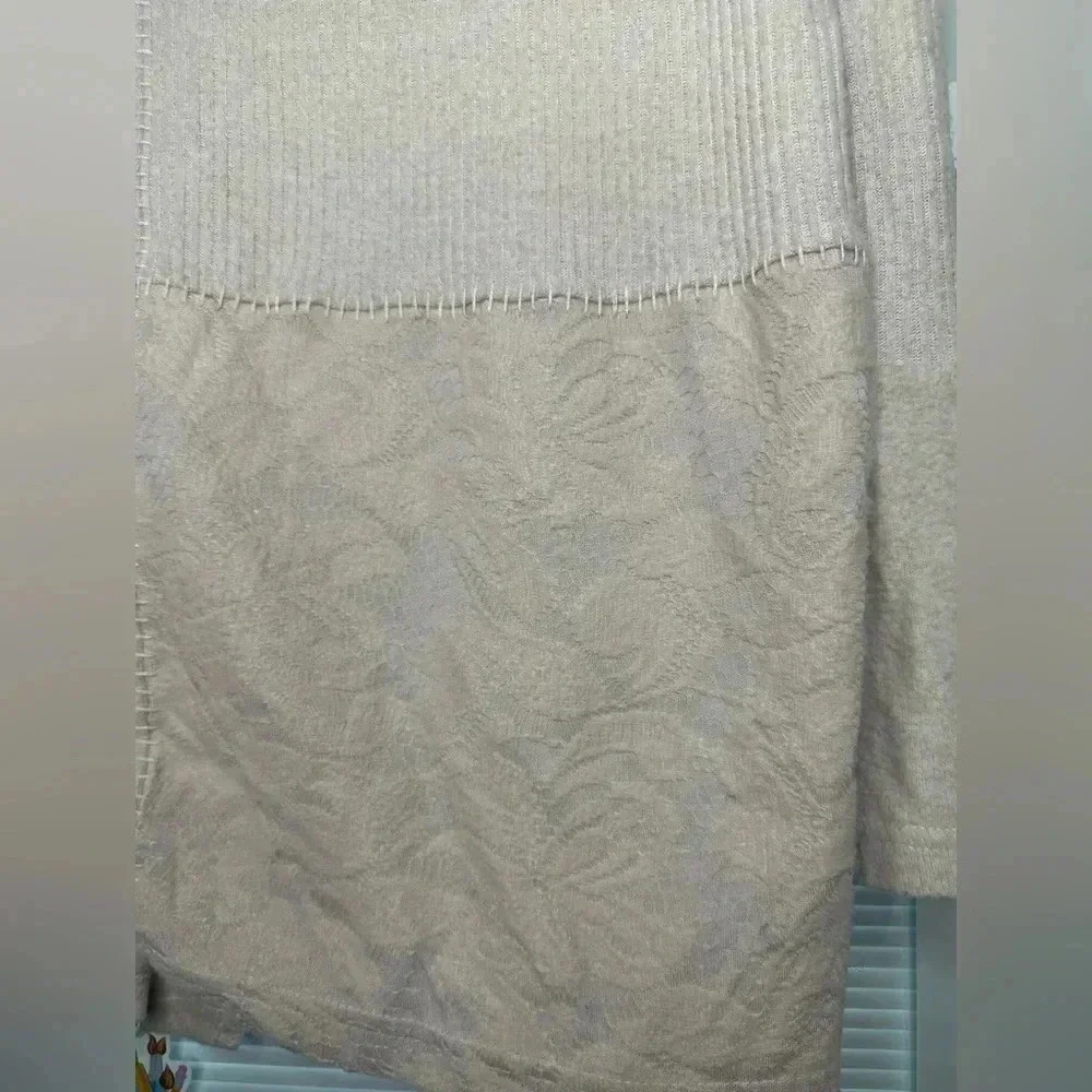 Anthropologie Saturday Sunday Light Pink Cream Long Sleeve Sweater Lace …